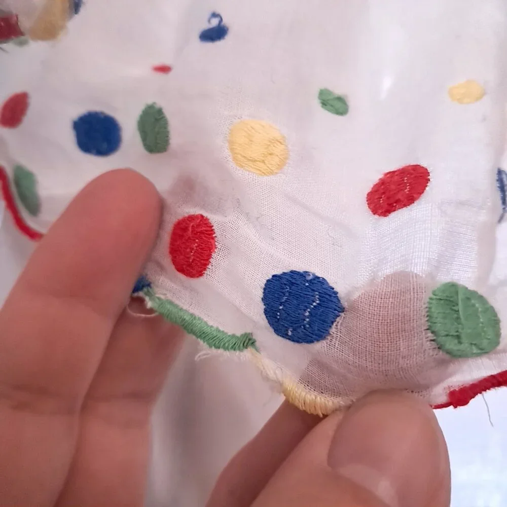 Vintage kitchen cafe curtains polka dots rainbow‎ primary colors white whimsy